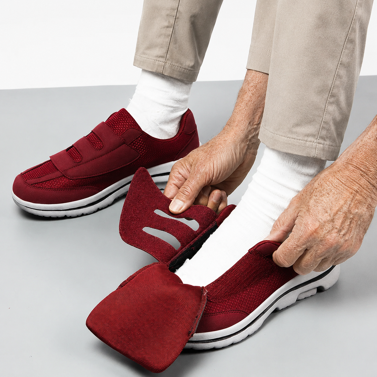 Zapatos Extra Anchos Mujer Hombre Velcro Malla Transpirable